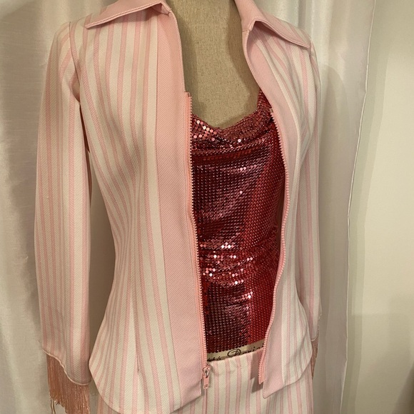 1970’s Vintage Disco Pink Suit with Fringe - Picture 4 of 14